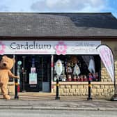 Customers and people who passed by Cardelium in Ovenden on Saturday had a surprise when they were greeted outside the store by a life size cuddly bear