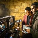 AA Dhand and Staz Nair on set for Virdee. Picture: BBC / Magical Society