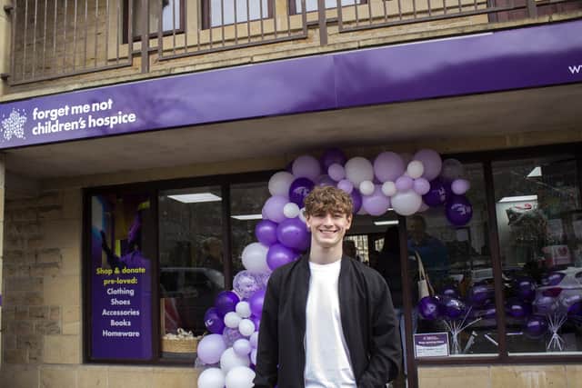 Rhys Connah, star of BBC's Happy Valley returns to Hebden Bridge at the opening of the new Forget Me Not Children's Hospice's Charity shop