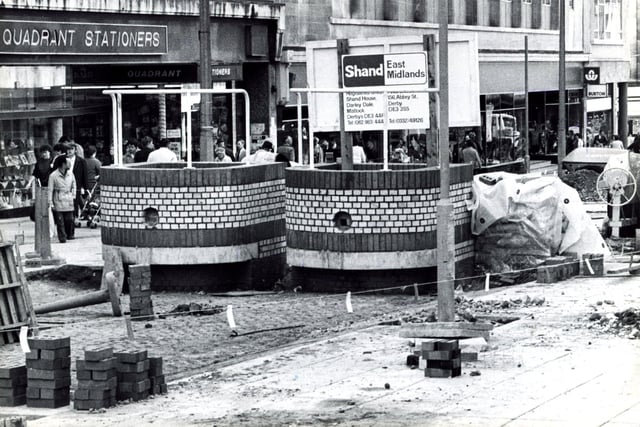 The one of many redevelopments of the Moor, pictured is the 1983 redevelopment of the Shopping area of The Moor in Sheffield.