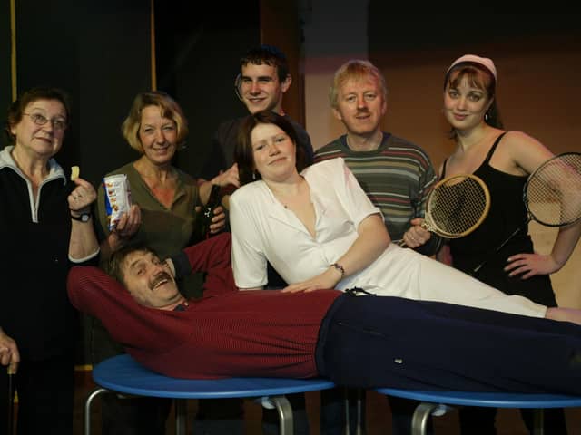 Cast from the Hebden Bridge Little Theatre's Gym and Tonic back in 2004.