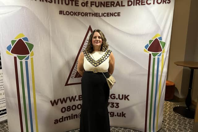 Amanda Dalby of Amanda Dalby Funeral Services, Salterhebble, was presented with her new chain of office at a recent BIFD AGM and conference Weekend in Wiltshire