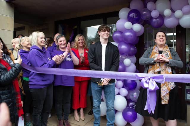 Rhys Connah, who starred as Ryan in the BBC's hit show Happy Valley, opening Forget Me Not Children's Hospice's new charity shop in Hebden Bridge