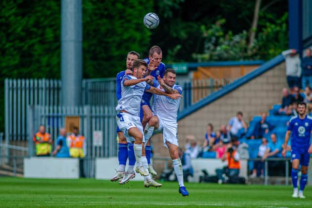 FC Halifax Town v Southend United, The Shay, Saturday, August 11, 2021, Photo: Marcus Branston. 