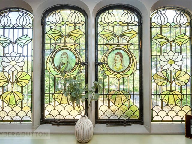 Stained glass window.