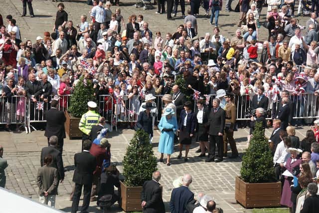 Flashback to the Queen's visit to Halifax in 2004. The monarch is pictured at the Halifax Piece Hall. Photo: Calderdale Council