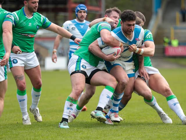 Action from Halifax Panthers v Swinton Lions. Photo by Simon Hall.