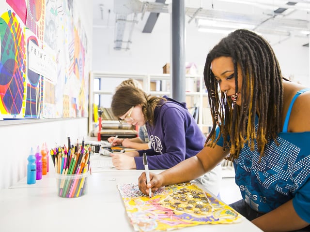 Students at the expanded campus