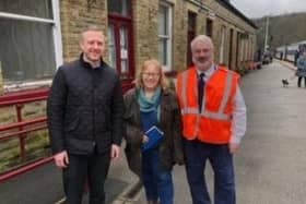 Resident Clare Townley met with construction team staff at Todmorden Rail Station