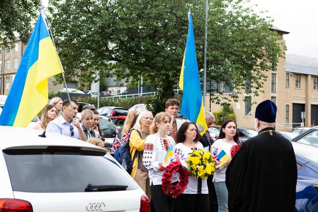 Marking Ukrainian Flag Day at Halifax War Memorial