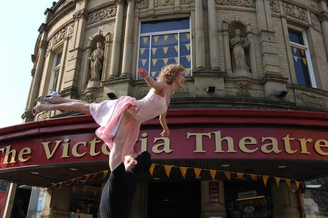 Dirty Dancing cast outside Victoria Theatre, Halifax, in 2019.