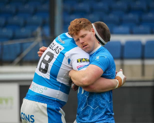 Tom Inman, right, has suffered a broken jaw ahead of Halifax Panthers' trip to York Knights. He is one of at least five first team regulars who will miss the game. Photo by Simon Hall.