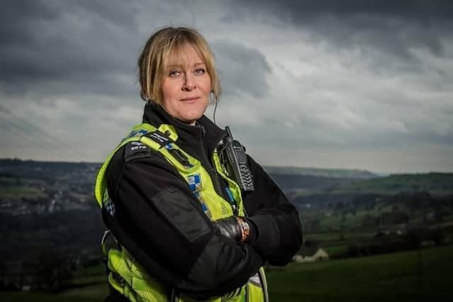 Actress Sarah Lancashire stars at police sergeant Catherine Cawood in the Calderdale filmed TV drama Happy Valley 