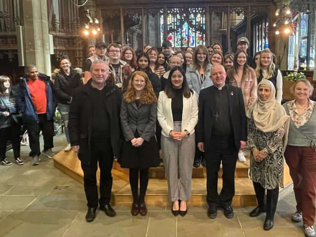 The Hon Sarah Owen, Holly Lynch MP, Calderdale Council, Calderdale College and Trinity Sixth Form Academy came to the Minster to relaunch The Minster Series.