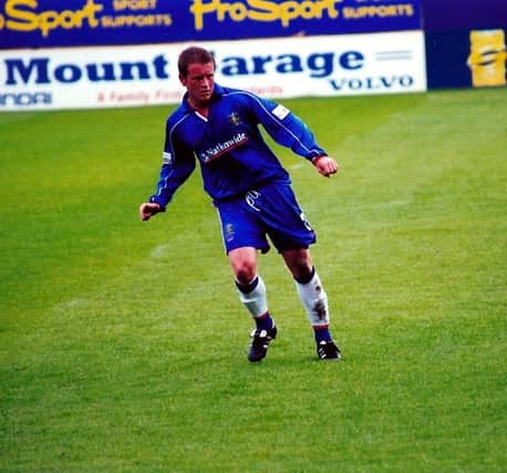 Chris Wilder in action for Halifax at home to Southend in September 2000.