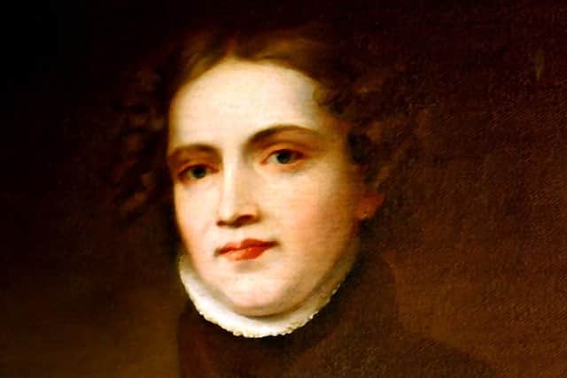 Portrait of Anne Lister at exhibition about her at Shibden Hall, Halifax.