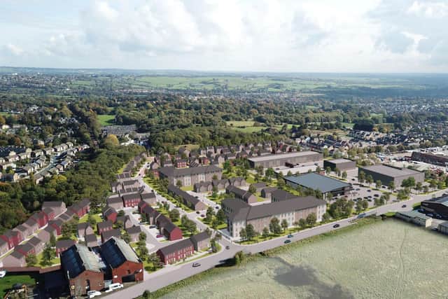 An artist's impression of the £60 million housing and retail complex at the site of the old Crosslee factory in Hipperholme