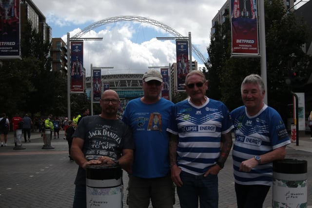 Halifax Panthers fans arrive at Wembley for the 1895 Cup final against Batley Bulldogs