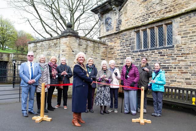 Mayor of Calderdale Angie Gallagher cuts the ribbon and officially opens the restored clock at Shibden Hall