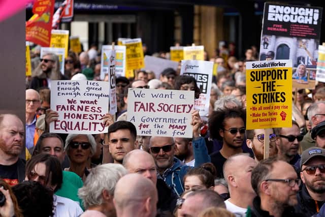 A protest organized by Enough is Enough in London on October 1 , campaigning to fight the cost of living crisis. Photo: Getty Images