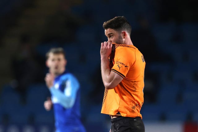HALIFAX, ENGLAND - MARCH 20: Will Grigg of Chesterfield looks dejected during the Vanarama National League match between FC Halifax Town and Chesterfield at The Shay on March 20, 2024 in Halifax, England.  (Photo by George Wood/Getty Images)