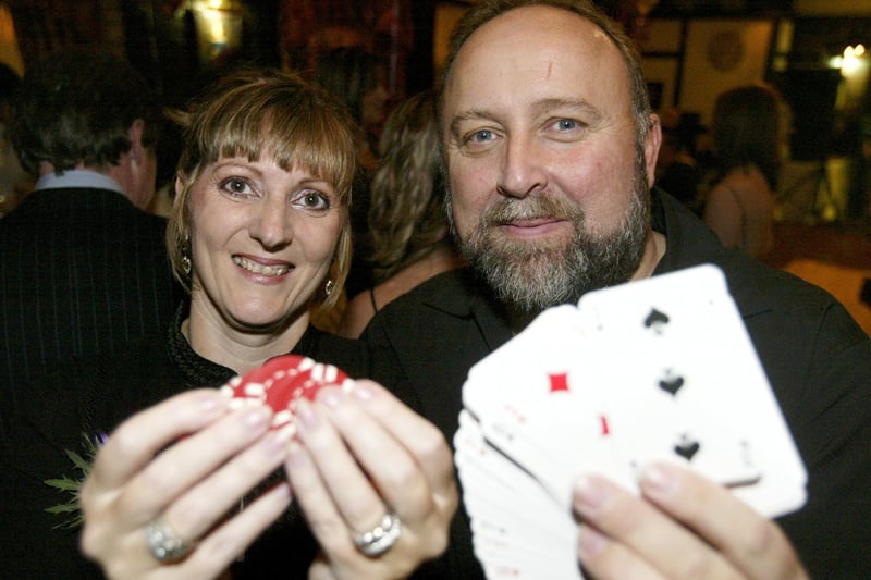 Casino night at Holdsworth House to celebrate the 10th anniversary of Vision Technology and raise money for Guide Dogs for the Blind. Colleen Aird and MD Steve Aird.