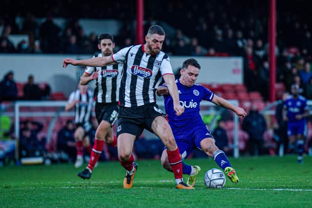 Action from Halifax's first game of the year at Grimsby. Photo: Marcus Branston