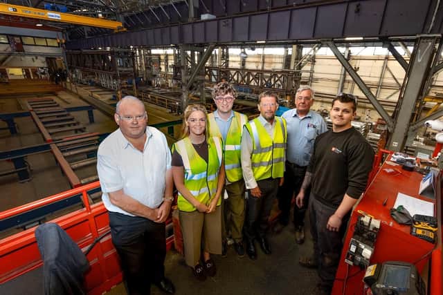 Kate Dearden MP visiting Elland Steel, a steel business based in Halifax.