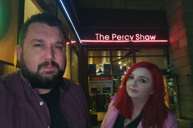 Dale and Holly outside The Percy Shaw
