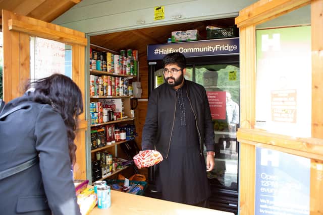 Abid Hussain helping out at the Halifax Community Fridge food bank, Madni Mosque, Halifax