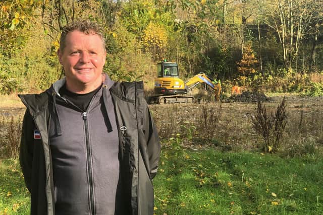 Paul Brannigan, Executive Project Manager, Calder Valley Community Land Trust on the site of the new Enterprise Centre and affordable rented homes development, Ferney Lee, Todmorden