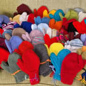 Colourful mittens knitted by the Mothers’ Union (MU) Branch at Hepworth.
