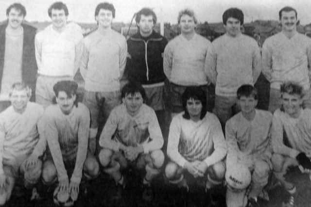Gosport & Fareham League. Back (from left): Graham Maynard, Adrian Gittus, Richard Ford, Den Hall, Cliff Evans, Paul Tosdevin. Front: Robert Fairweather, Garry Watts, Terry Watson, Paul Boyle, John Fairweather.