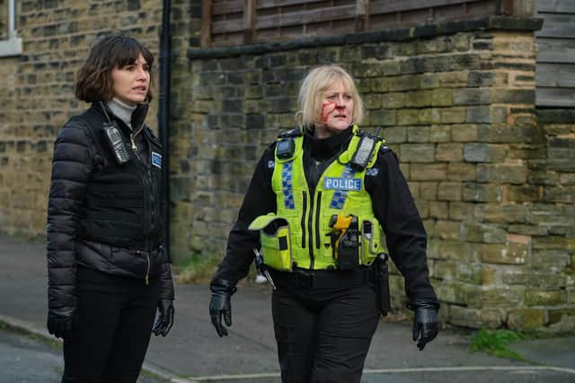 Ann Gallagher (CHARLIE MURPHY) & Catherine Cawood (SARAH LANCASHIRE). Picture: BBC/Lookout Point/Matt Squire