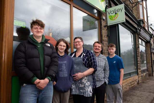 The Foster Family who run Valley Pizza in Mytholmroyd. Pictured are Frederick, Arthur,  Sophie, Chris, Arthur and Harry