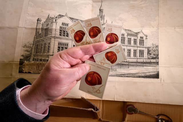 Cigarette Cards on show at the school Picture taken by Yorkshire Post Photographer Simon Hulme 28th March 2023
