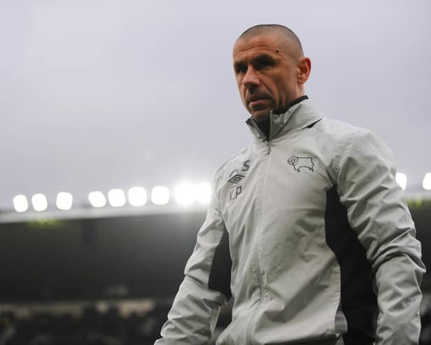 DERBY, ENGLAND - DECEMBER 02: Kevin Phillips assistant coach at Derby County looks on during the Sky Bet Championship match between Derby County and Burton Albion at iPro Stadium on December 2, 2017 in Derby, England. (Photo by Nathan Stirk/Getty Images)