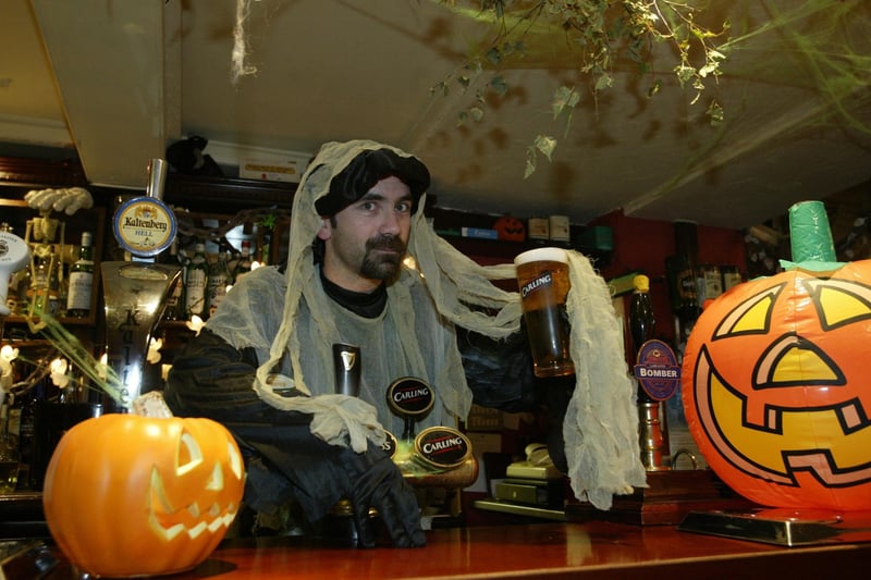 Halloween at the Duke of York, Stainland, back in 2007. Landlord James Simpson, pictured behind the bar.