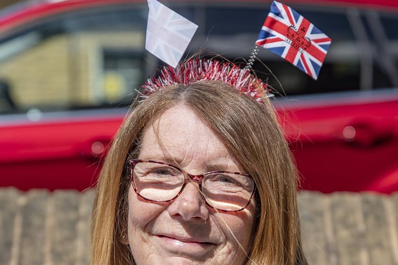 A guest getting into the spirit of the occasion at the Coronation Garden Party at St Michael's Church in Shelf