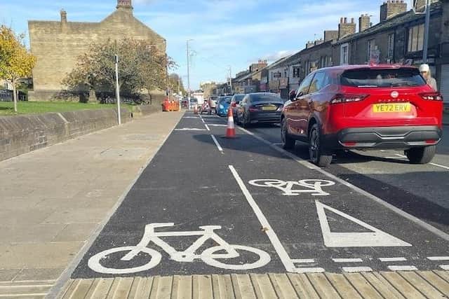 Another view of the cycle lane at King Cross, Halifax, which just just 30 metres long.