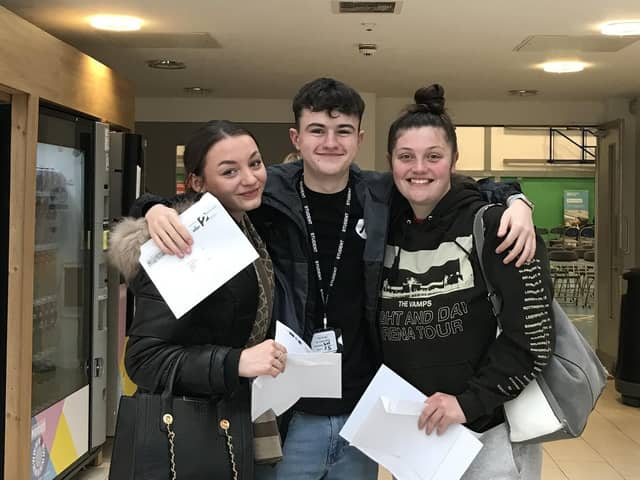Calderdale College students receiving their results
