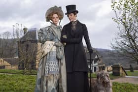 Suranne Jones as Anne Lister and Sophie Rundle as Ann Walker at Halifax's Shibden Hall in the BBC TV drama Gentleman Jack. Picture: Lookout Point/HBO,Jay Brooks