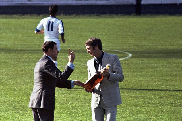 George Kirby receives the Manager of the Month award for September, in October 1979