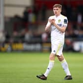 FLEETWOOD, ENGLAND - JULY 30: Jack Jenkins of Leeds United applauds the fans after the Pre-Season Friendly match between Fleetwood Town and Leeds United at Highbury Stadium on July 30, 2021 in Fleetwood, England. (Photo by Lewis Storey/Getty Images)