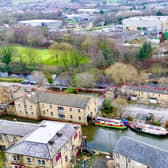 Grade II listed Elland Wharf (pictured, outlined in red) is available for £1.05m
