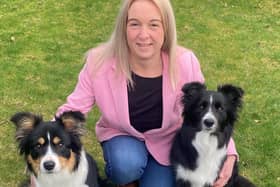 Sarah McConnachie with her Border Collies, Gyp and Islay who will compete this weekend.