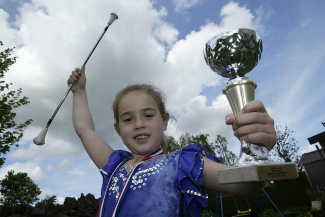 Champion gymnastic baton twirler, six-year-old Bronte Senior, from Northowram, in 2010