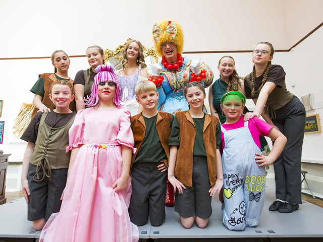 Bankfield Museum exhibition opening - A Magical Couple of Hours - A Celebration of Pantomime. Members of the Halifax YMCA Pantomime Society with Andrew Pollard as Dame Panky