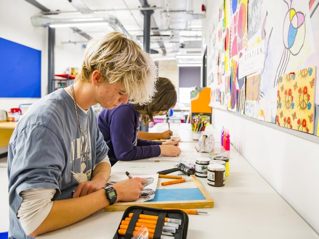 Students at the expanded campus