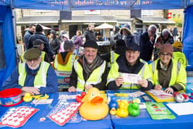 Hebden bridge Rotarians selling tickets, from the left, Steve Edwards, councillor Steve Woodhead, Mike Tull and councillor Katie Kimber.
